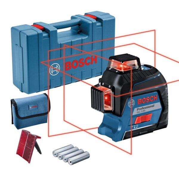 BOSCH | Professional Line Laser with Self Levelling 30m Range 120m Range with receiver, IP 54 (Blue) + BT 150 | GLL 3-80 Qatar