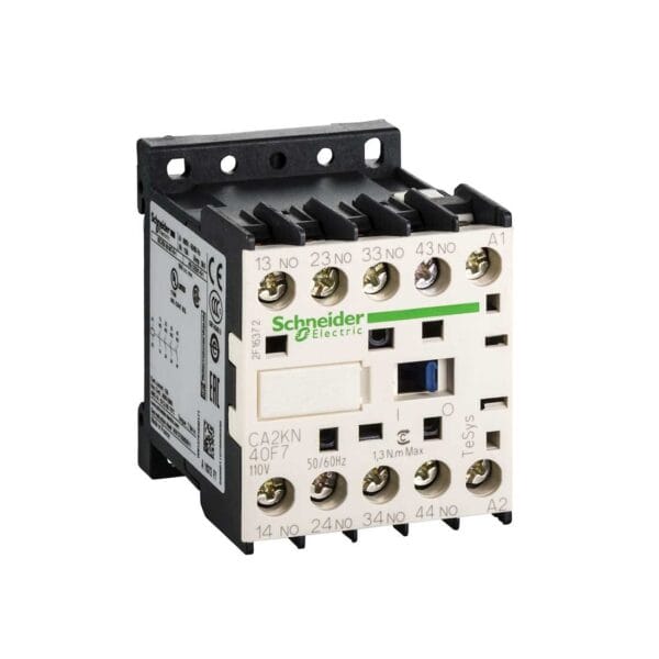 SCHNEIDER - Control Relay, 4 No, <= 690 V, 110 V AC Coil, Supplier Part Number: CA2KN40F7 Qatar