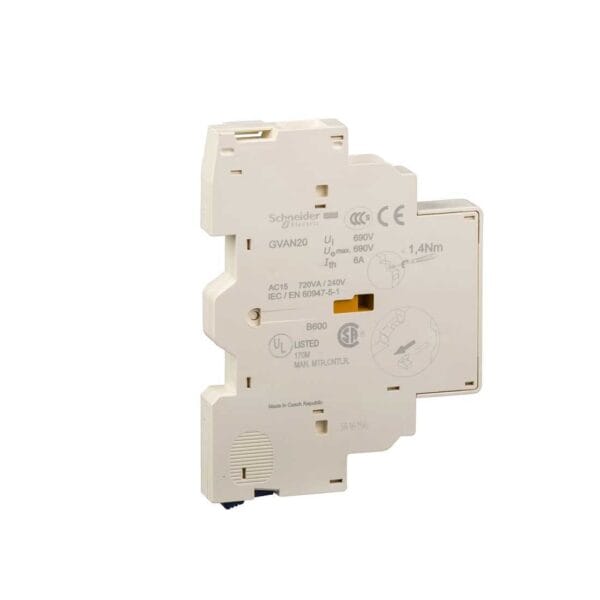 SCHNEIDER - Side GV2 & GV3, Auxiliary Contact Block, 2 No, Supplier Part Number: GVAN20 Qatar