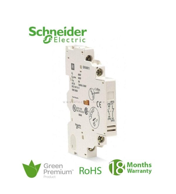 SCHNEIDER - Auxiliary Contact, 1 No + 1 No (Fault), Tesys GV2 GV3, Supplier Part Number: GVAD1010 Qatar