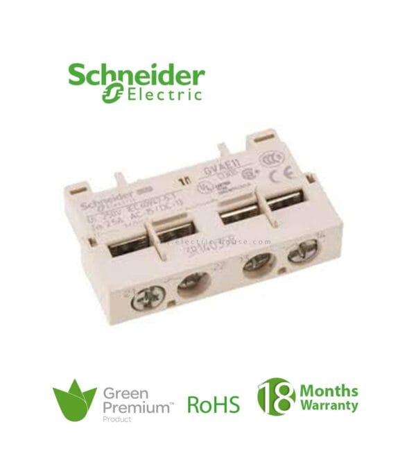 SCHNEIDER - Auxiliary Contact, 1 No + 1 NC, Tesys GV2 GV3, Supplier Part Number: GVAE11 Qatar