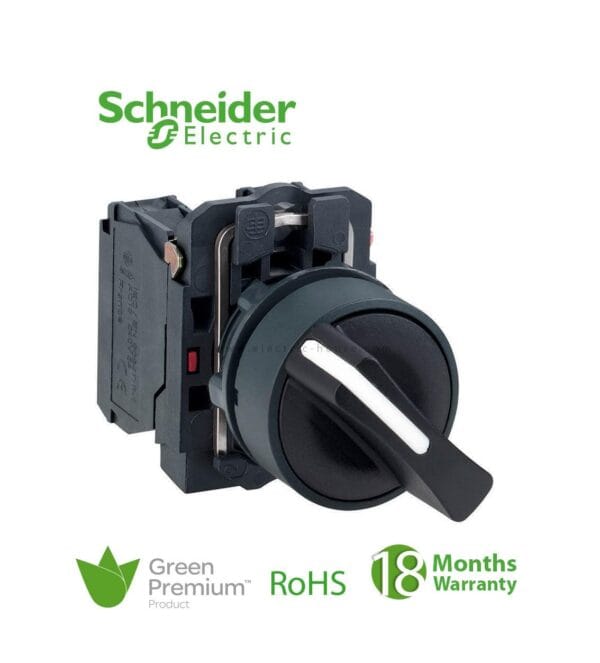 SCHNEIDER - Black Selector Switch ?22 2-Position Stay Put 1No 600V, Supplier Part Number: XB4BD21 Qatar