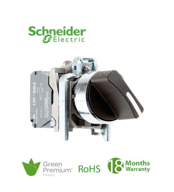 SCHNEIDER - Black Selector Switch ?22 2-Position Stay Put 1No + 1Nc 600V, Supplier Part Number: XB4BD25 Qatar