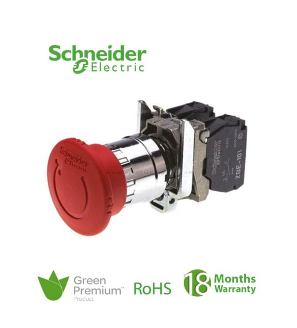 SCHNEIDER - Red ?40 Emergency Stop, Switching Off ?22 Latching Turn Release 1Nc + 1No, Supplier Part Number: XB4BS8445 Qatar
