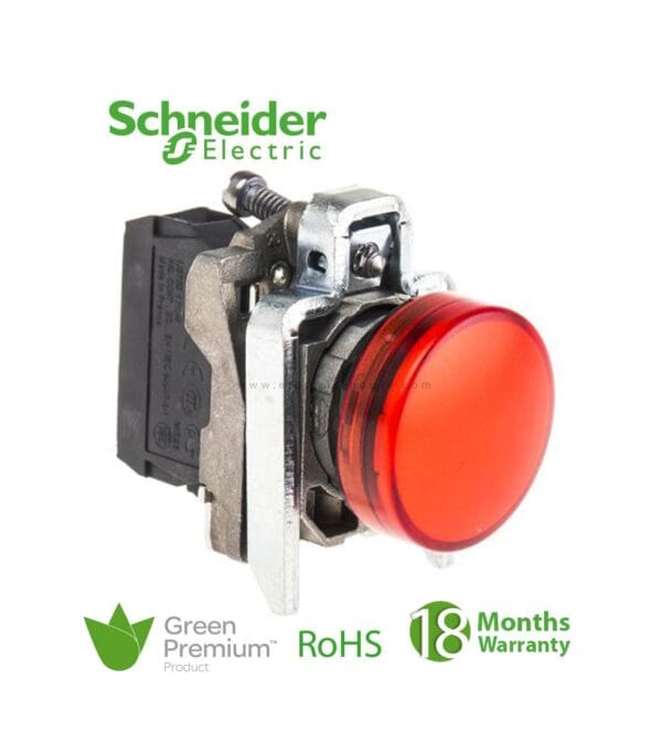 SCHNEIDER - Red Complete Pilot Light ?22 Plain Lens With Integral Led 230-240V, Supplier Part Number: XB4BVM4 Qatar