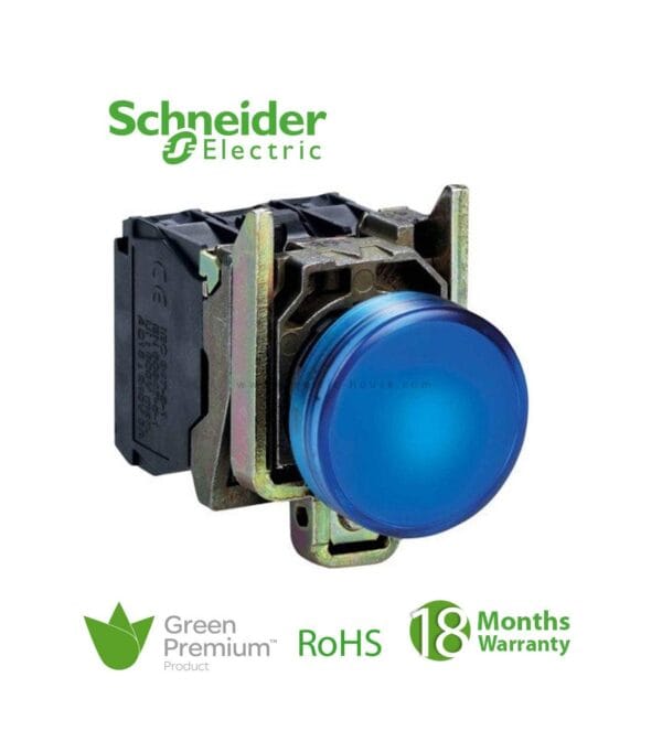 SCHNEIDER - Blue Complete Pilot Light ?22 Plain Lens With Integral Led 230-240V, Supplier Part Number: XB4BVM6 Qatar
