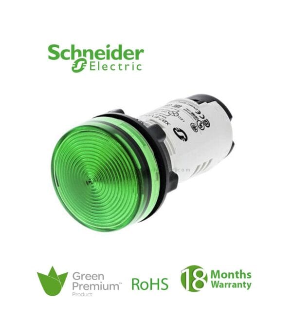 SCHNEIDER - Round Pilot Light ?22, Green, Ba 9S Base, 250 V, Screw Clamp Terminals, Supplier Part Number: XB7EV63P Qatar