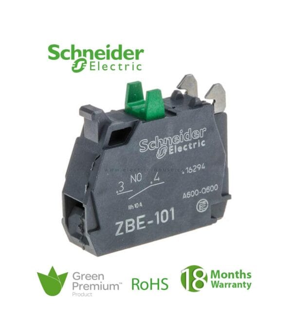 SCHNEIDER - Single Contact Block For Head ?22 1No Silver Alloy Screw Clamp Terminal, Supplier Part Number: ZBE101 Qatar