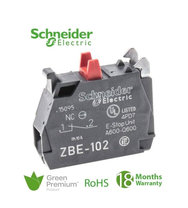 SCHNEIDER - Single Contact Block For Head ?22 1Nc Silver Alloy Screw Clamp Terminal, Supplier Part Number: ZBE102 Qatar