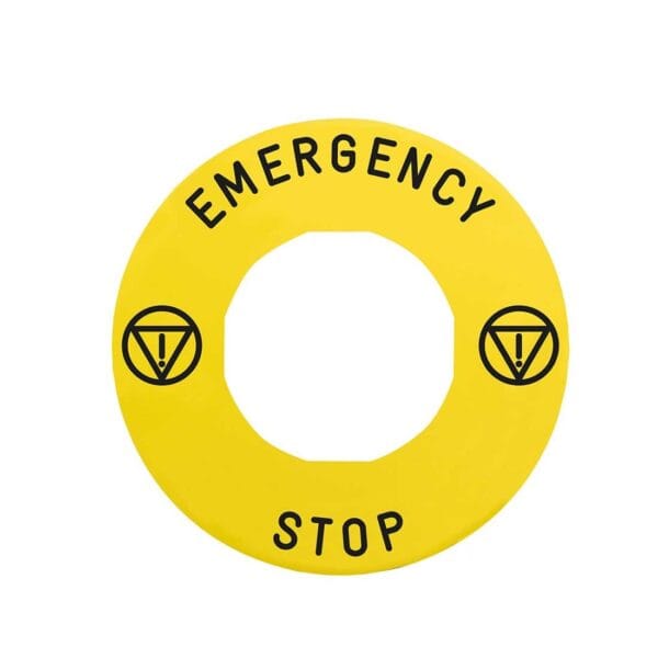 SCHNEIDER - Marked Legend ?60 For Emergency Stop, Emergency Stop/Logo Iso13850, Supplier Part Number: ZBY9330 Qatar