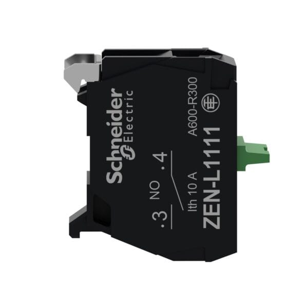 SCHNEIDER - Single Contact Block, Harmony XALD, XALK, Silver Alloy, Rear Mounting, Screw Clamp Terminal, 1NO, Supplier Part Number: ZENL1111 Qatar